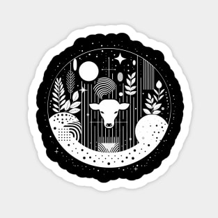 Black and White Abstract Cow Sticker